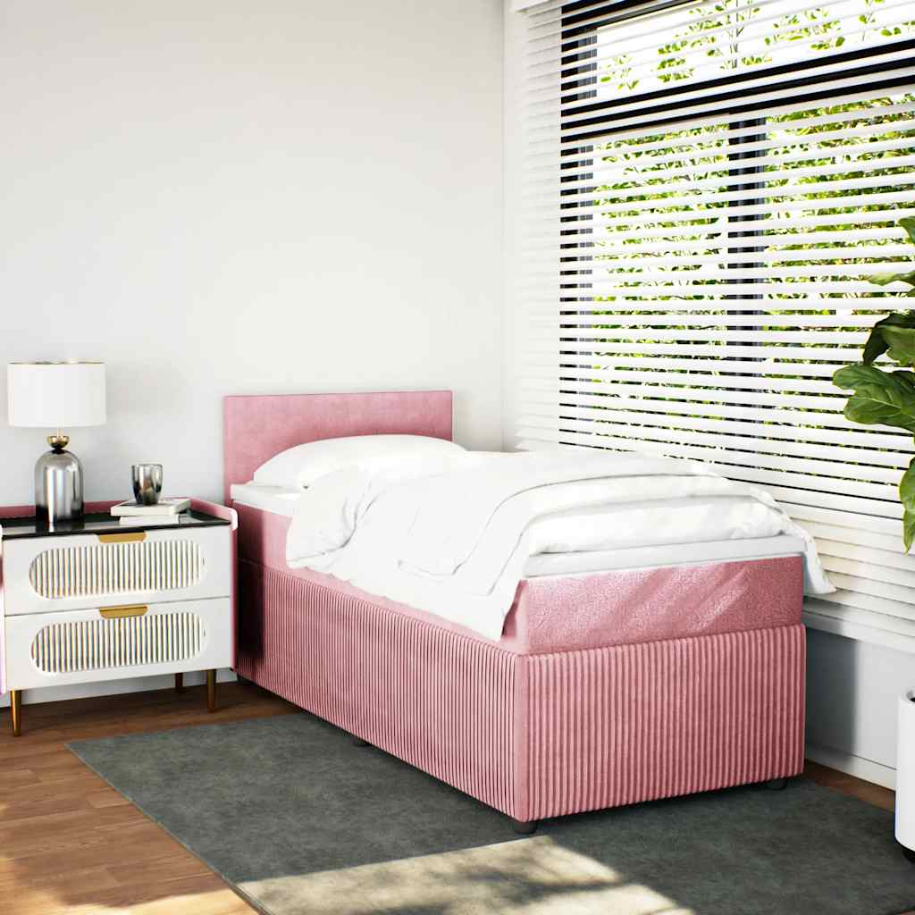Boxspringbett mit Matratze Rosa 90x200 cm Samt