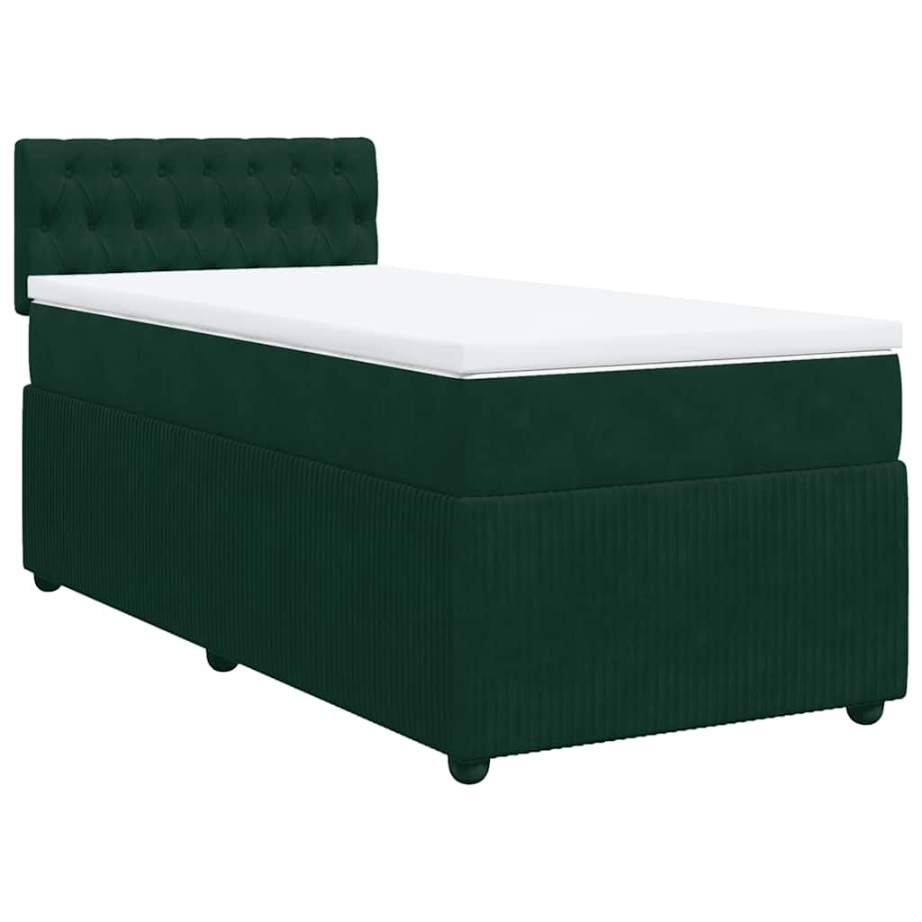 Boxspringbett mit Matratze Dunkelgrün 90x200 cm Samt