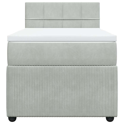 Boxspringbett mit Matratze Hellgrau 90x200 cm Samt