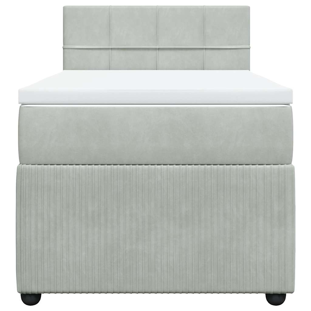 Boxspringbett mit Matratze Hellgrau 90x200 cm Samt