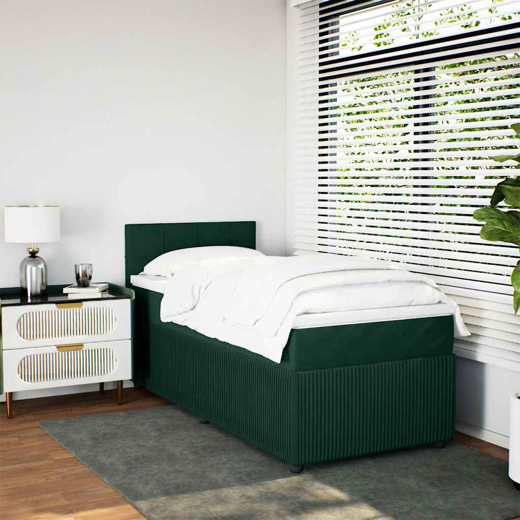 Boxspringbett mit Matratze Dunkelgrün 90x200 cm Samt