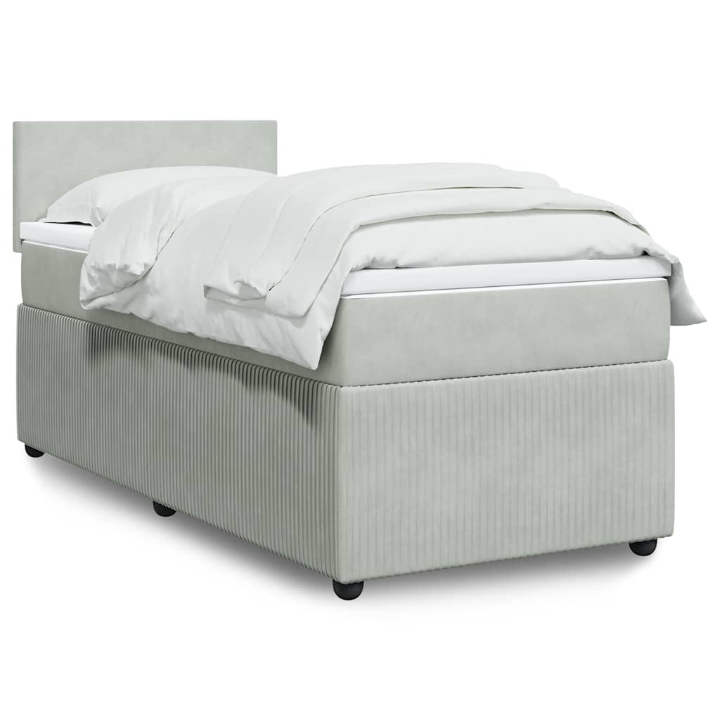 Boxspringbett mit Matratze Hellgrau 100x200 cm Samt