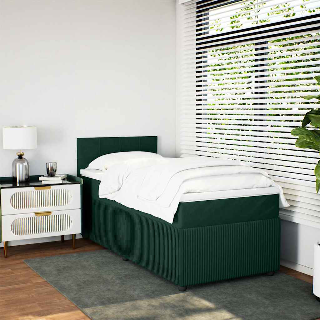 Boxspringbett mit Matratze Dunkelgrün 100x200 cm Samt