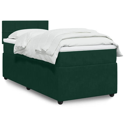 Boxspringbett mit Matratze Dunkelgrün 100x200 cm Samt