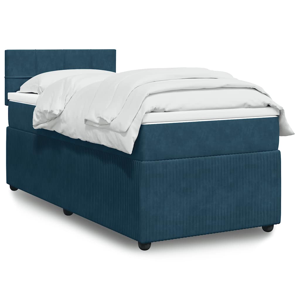 Boxspringbett mit Matratze Blau 100x200 cm Samt