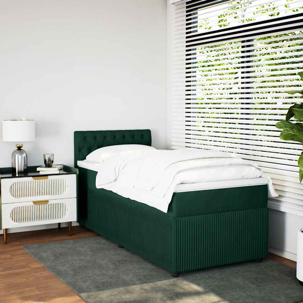 Boxspringbett mit Matratze Dunkelgrün 100x200 cm Samt