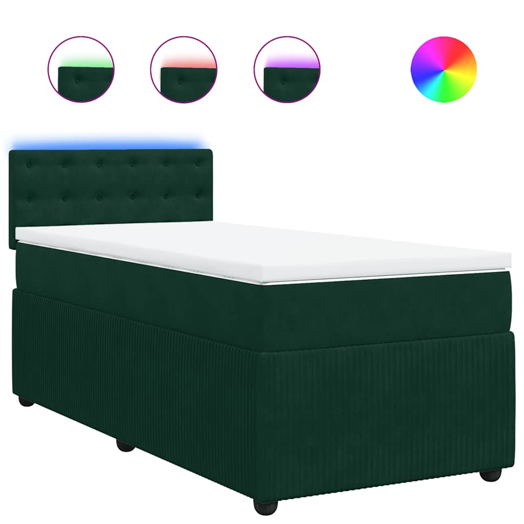 Boxspringbett mit Matratze Dunkelgrün 100x200 cm Samt