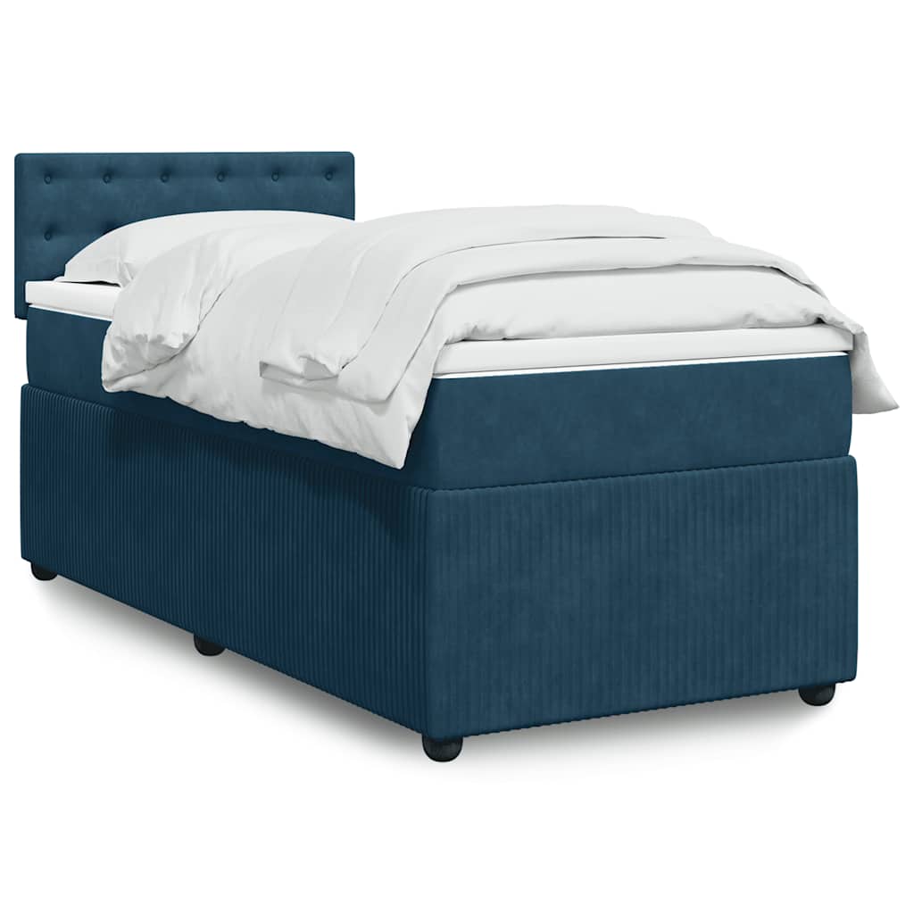Boxspringbett mit Matratze Blau 100x200 cm Samt