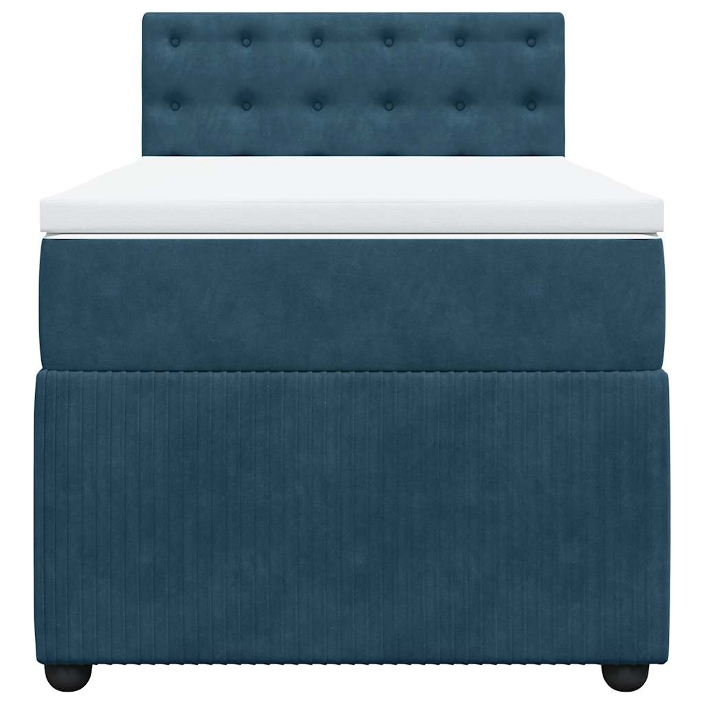 Boxspringbett mit Matratze Blau 100x200 cm Samt