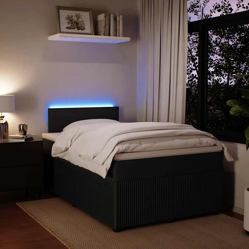 Boxspringbett mit Matratze Schwarz 120x190 cm Samt