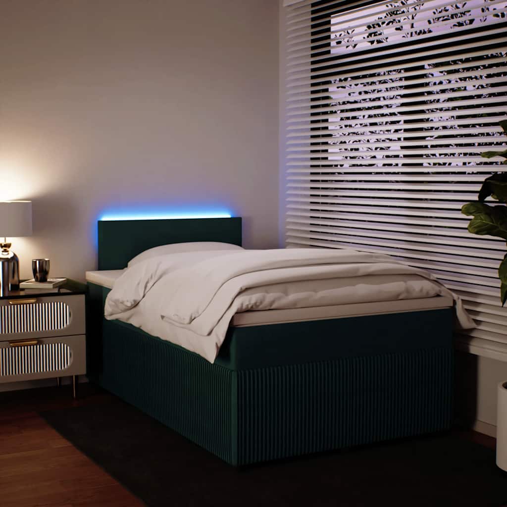 Boxspringbett mit Matratze Dunkelgrün 120x190 cm Samt