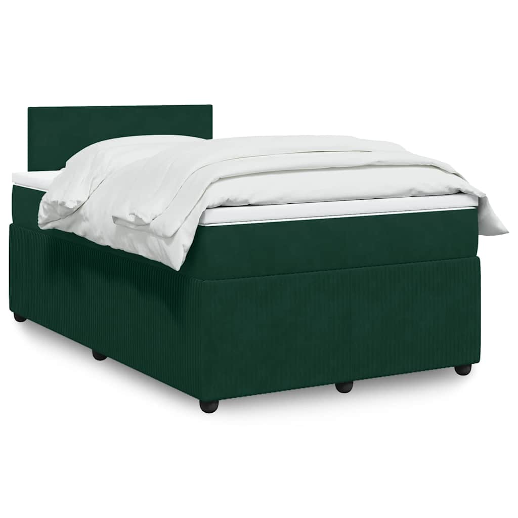 Boxspringbett mit Matratze Dunkelgrün 120x190 cm Samt