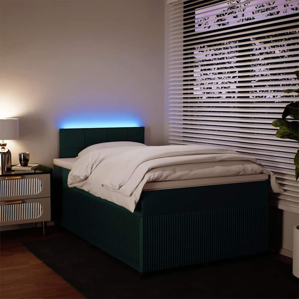 Boxspringbett mit Matratze Dunkelgrün 120x190 cm Samt
