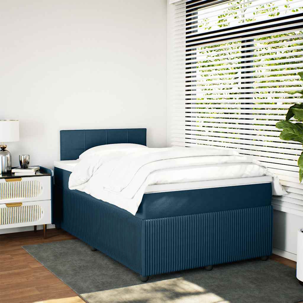 Boxspringbett mit Matratze Blau 120x190 cm Samt