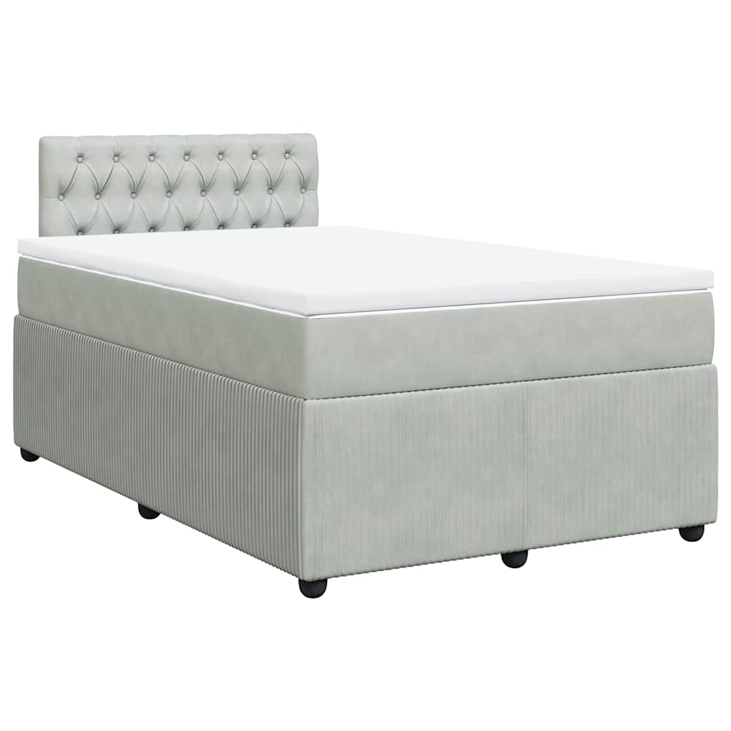 Boxspringbett mit Matratze Hellgrau 120x190 cm Samt