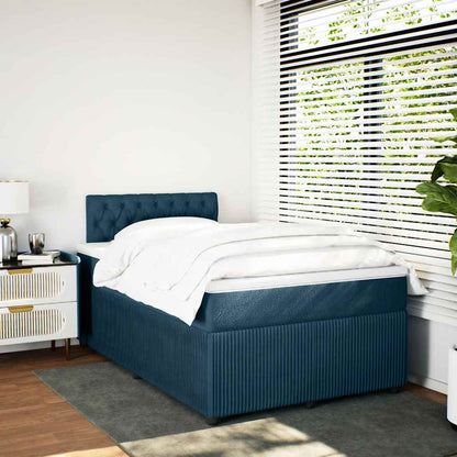 Boxspringbett mit Matratze Blau 120x190 cm Samt