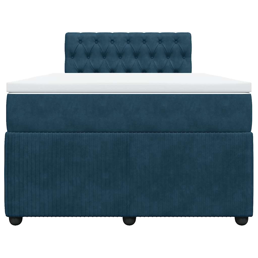 Boxspringbett mit Matratze Blau 120x190 cm Samt