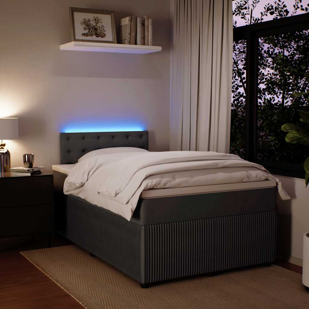 Boxspringbett mit Matratze Dunkelgrau 120x190 cm Samt