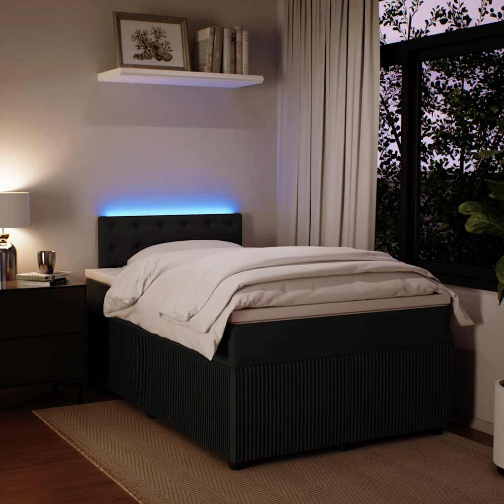 Boxspringbett mit Matratze Schwarz 120x190 cm Samt