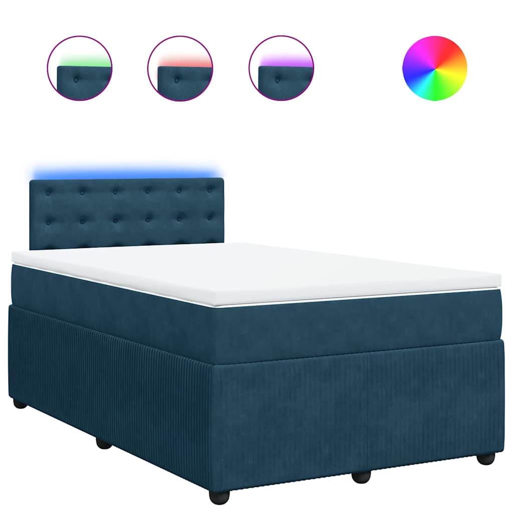 Boxspringbett mit Matratze Blau 120x190 cm Samt