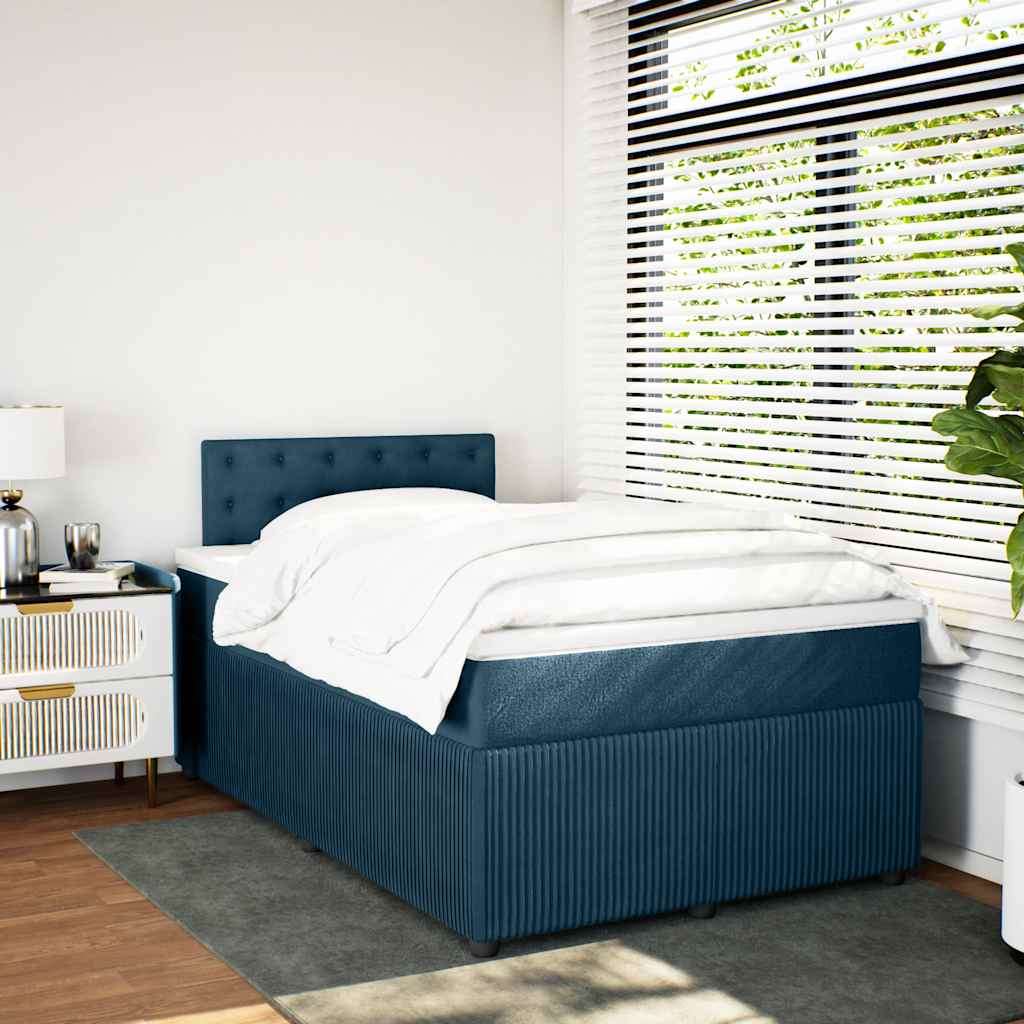 Boxspringbett mit Matratze Blau 120x190 cm Samt