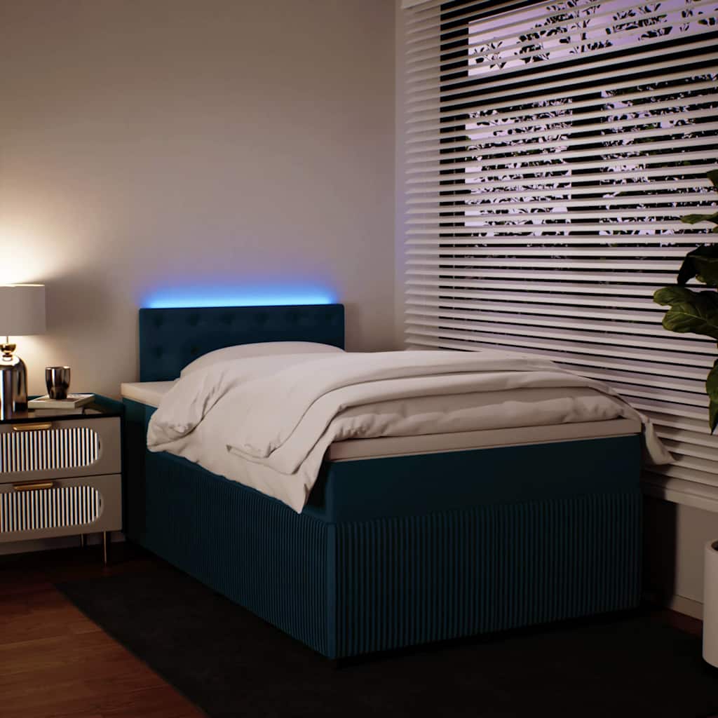 Boxspringbett mit Matratze Blau 120x190 cm Samt