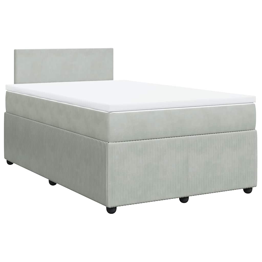 Boxspringbett mit Matratze Hellgrau 120x200 cm Samt