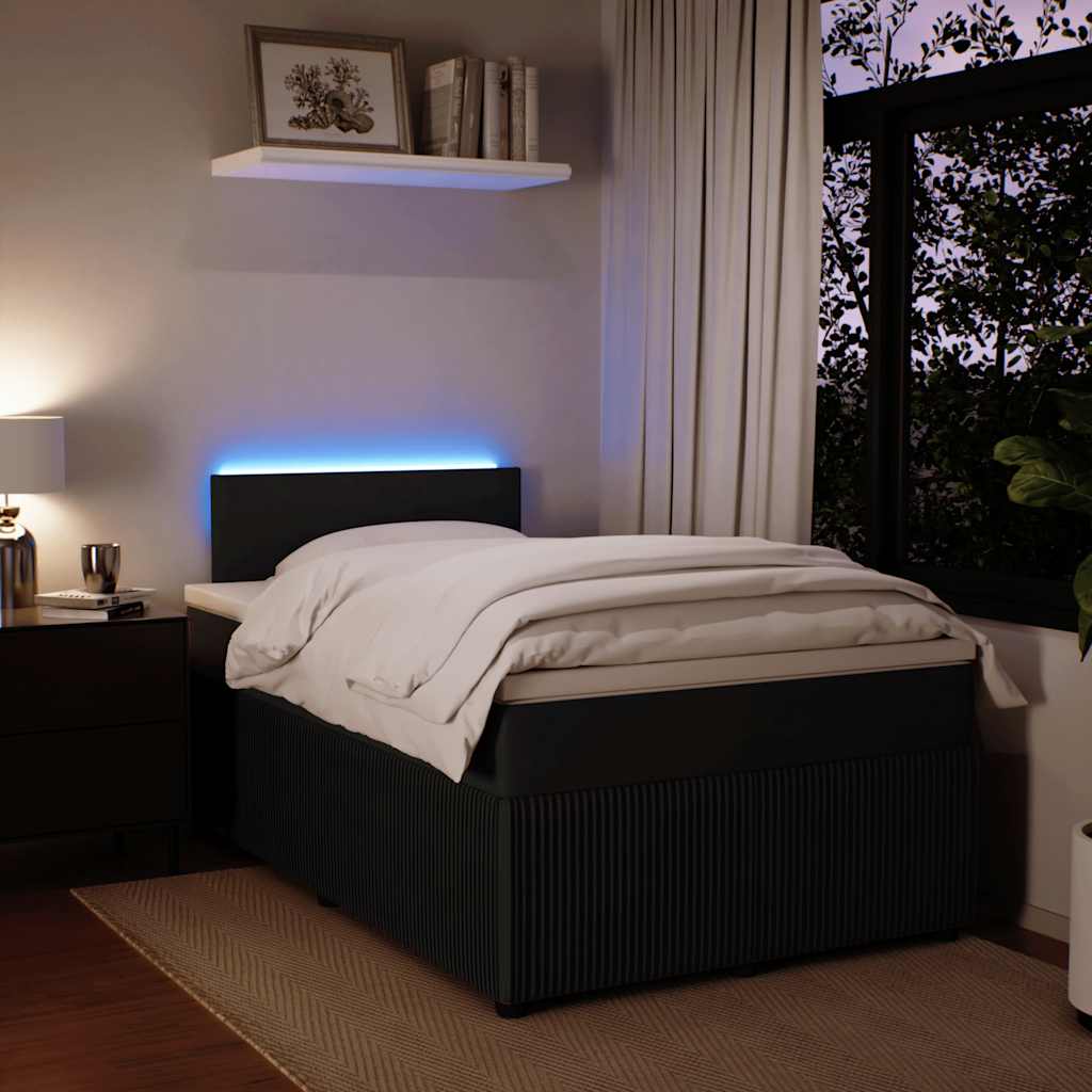Boxspringbett mit Matratze Schwarz 120x200 cm Samt