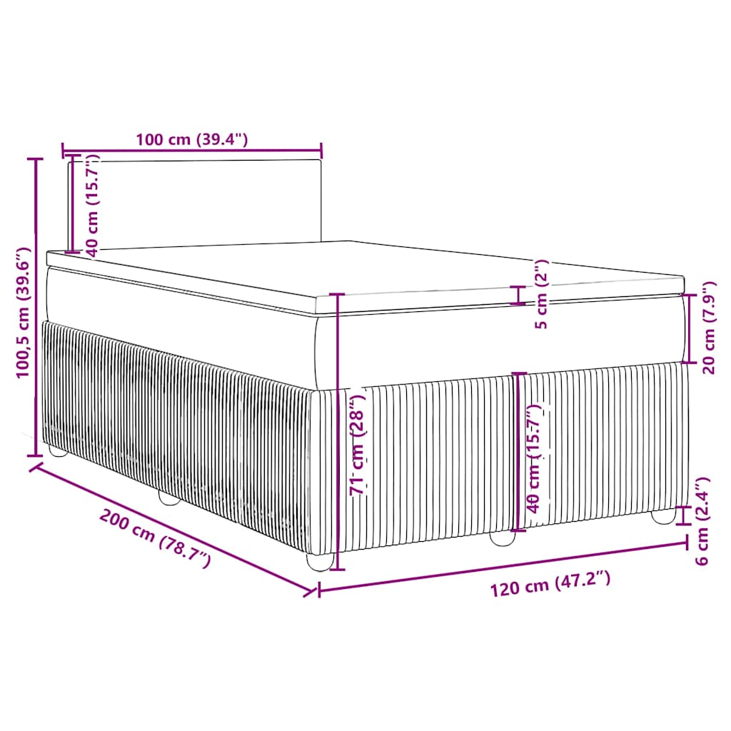 Boxspringbett mit Matratze Dunkelgrün 120x200 cm Samt