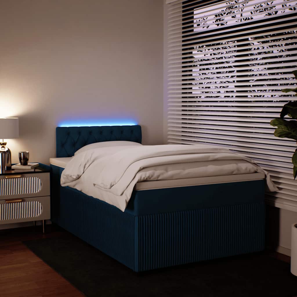Boxspringbett mit Matratze Blau 120x200 cm Samt