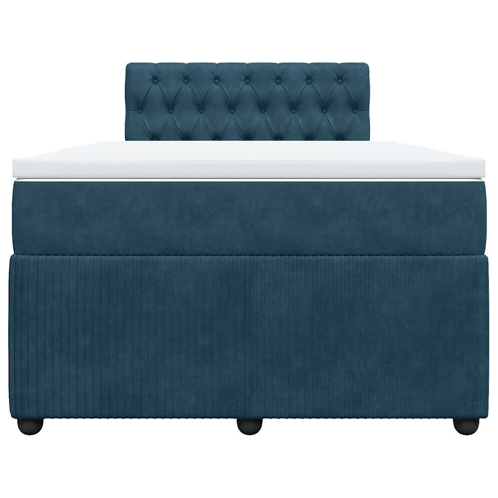 Boxspringbett mit Matratze Blau 120x200 cm Samt