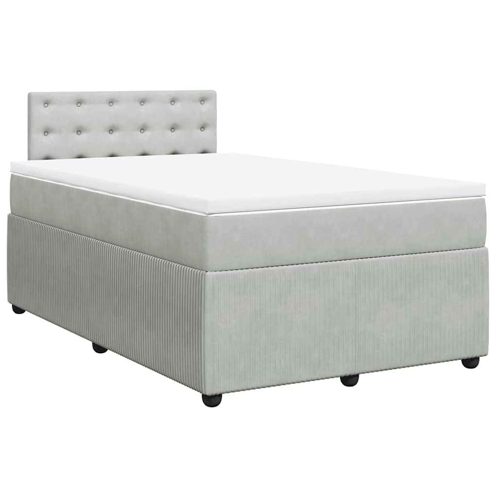 Boxspringbett mit Matratze Hellgrau 120x200 cm Samt