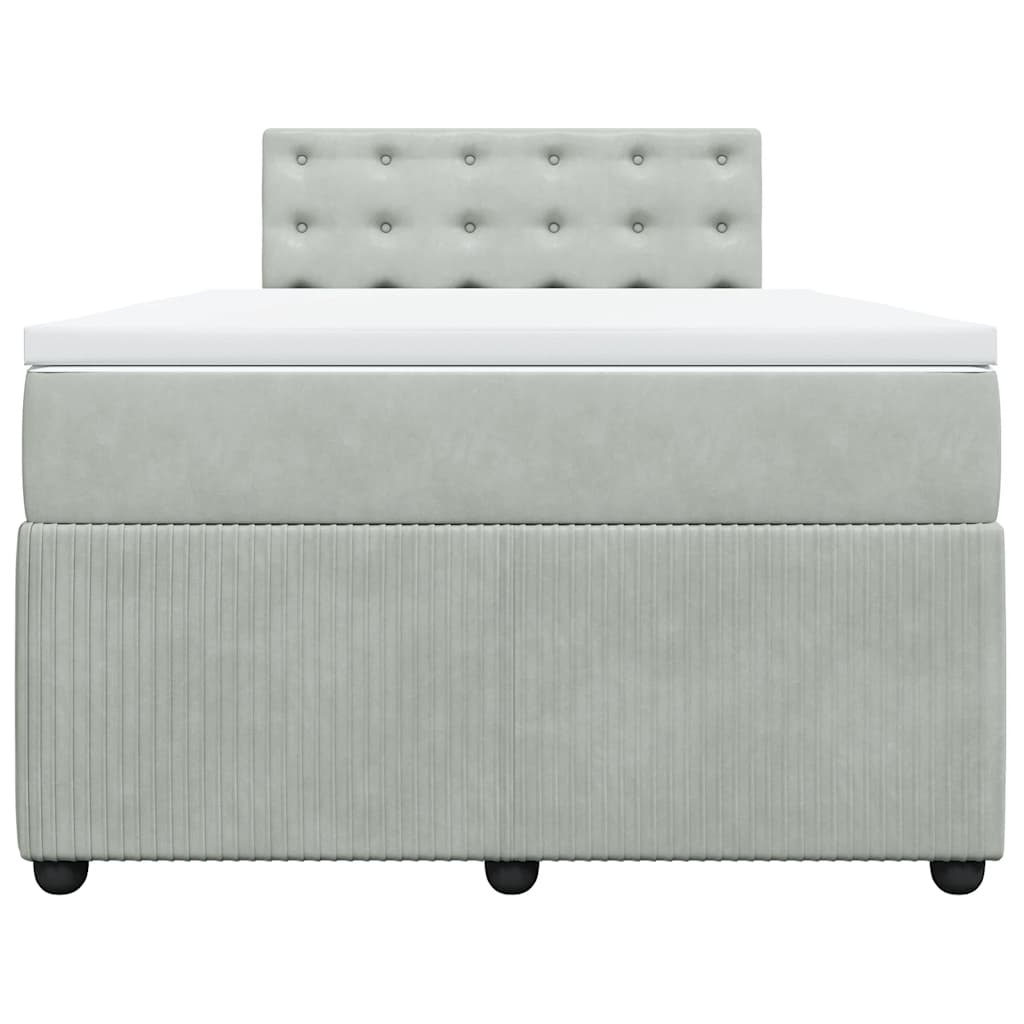 Boxspringbett mit Matratze Hellgrau 120x200 cm Samt
