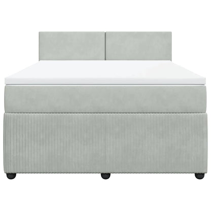 Boxspringbett mit Matratze Hellgrau 140x190 cm Samt