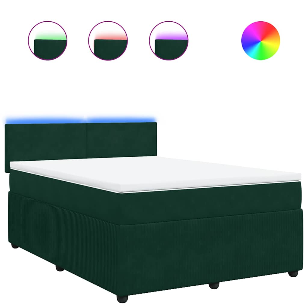 Boxspringbett mit Matratze Dunkelgrün 140x190 cm Samt