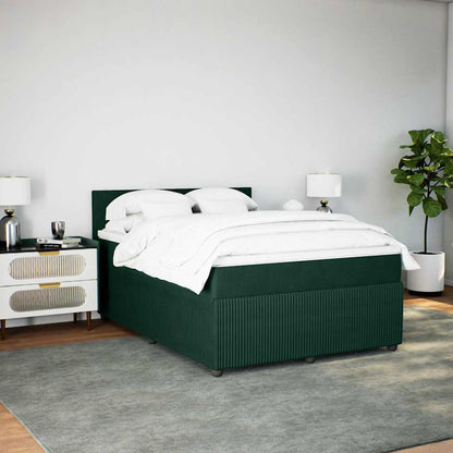Boxspringbett mit Matratze Dunkelgrün 140x190 cm Samt