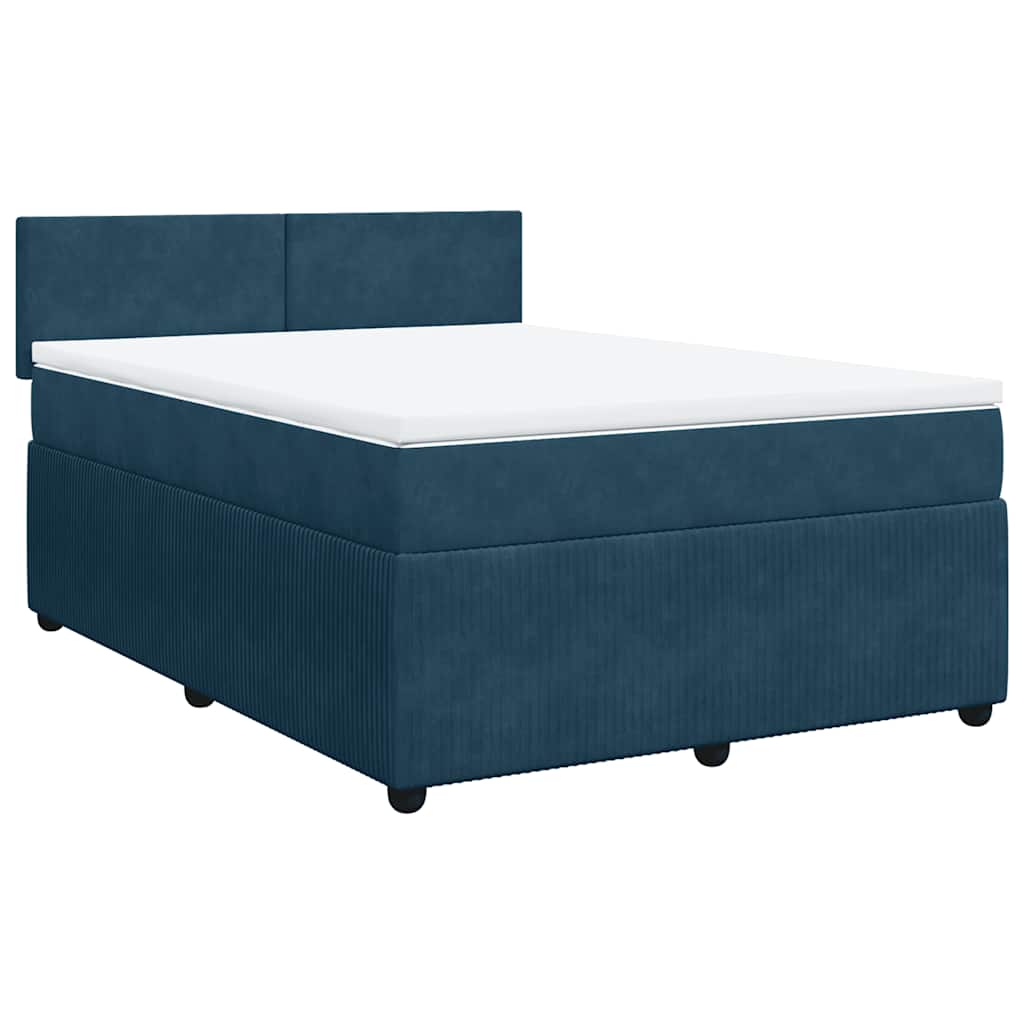 Boxspringbett mit Matratze Blau 140x190 cm Samt