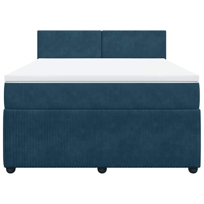 Boxspringbett mit Matratze Blau 140x190 cm Samt