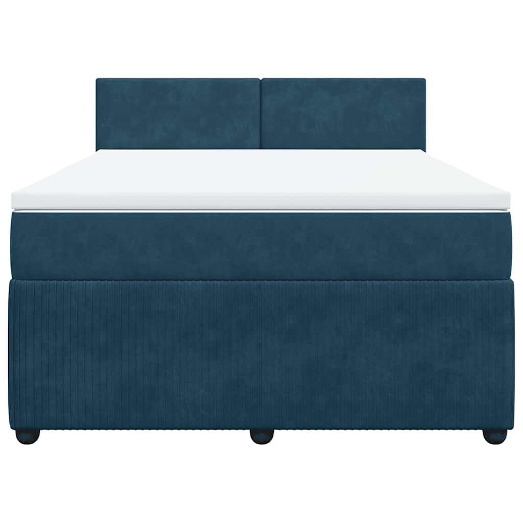 Boxspringbett mit Matratze Blau 140x190 cm Samt