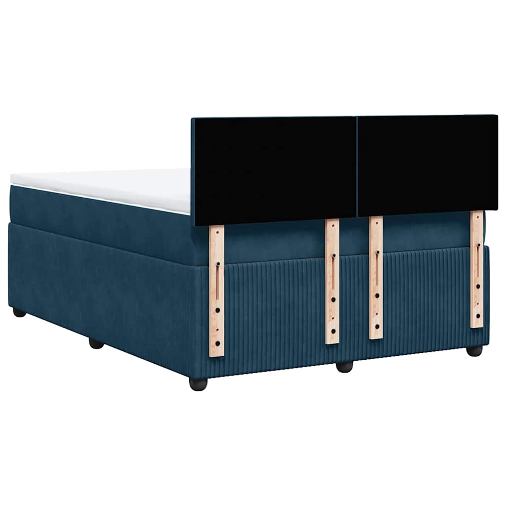 Boxspringbett mit Matratze Blau 140x190 cm Samt