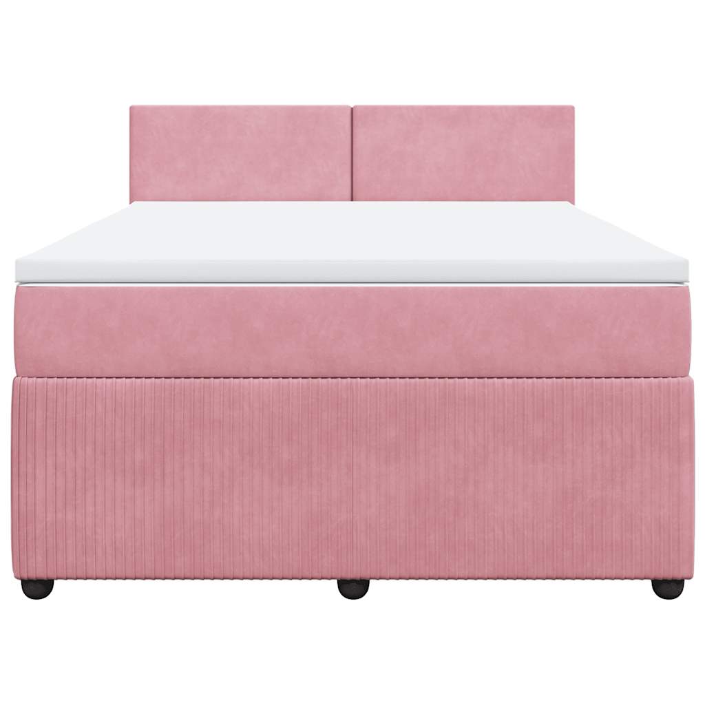 Boxspringbett mit Matratze Rosa 140x190 cm Samt
