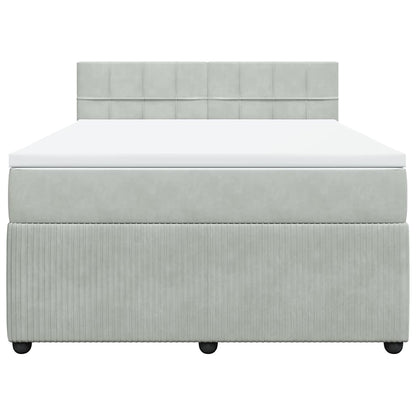 Boxspringbett mit Matratze Hellgrau 140x190 cm Samt