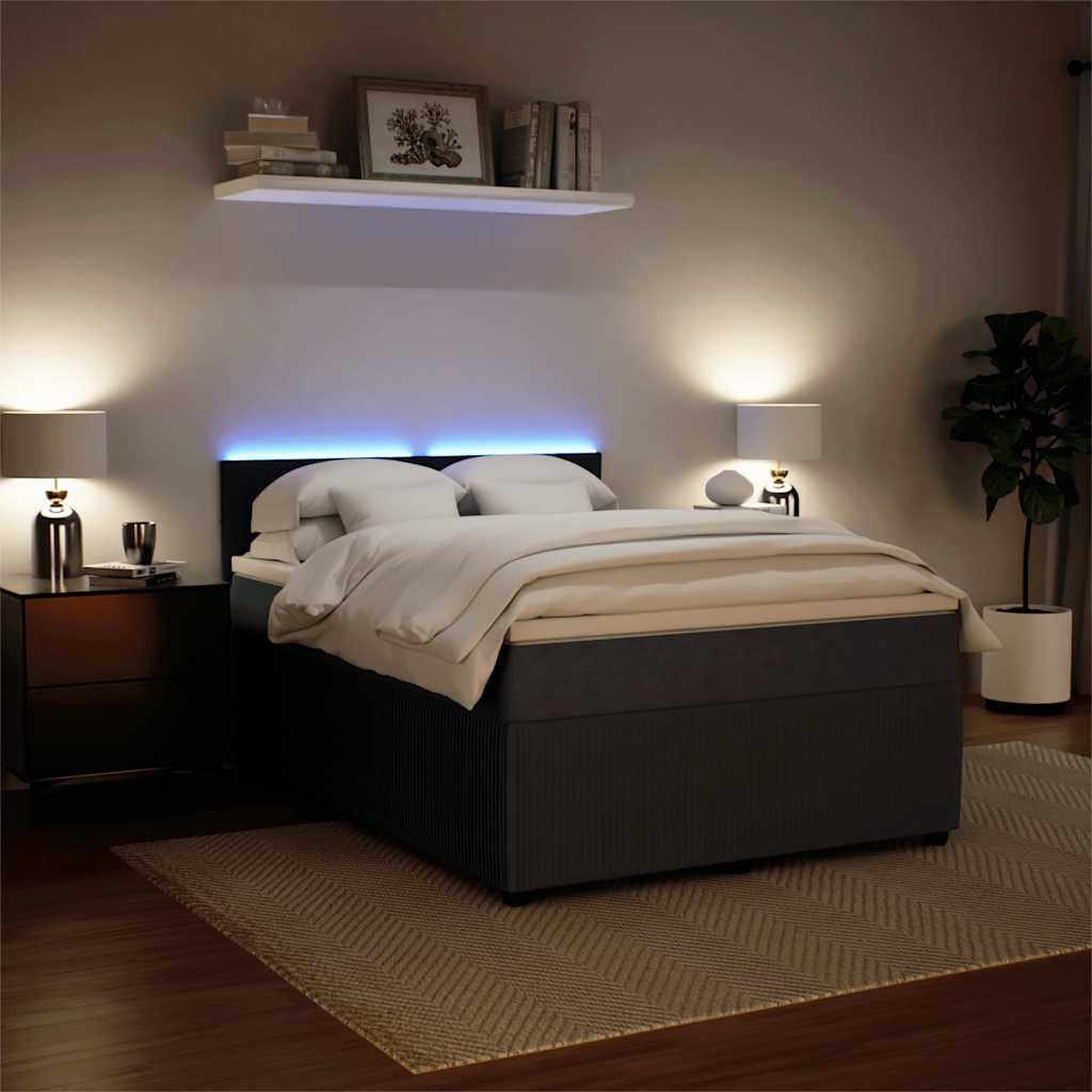 Boxspringbett mit Matratze Dunkelgrau 140x190 cm Samt