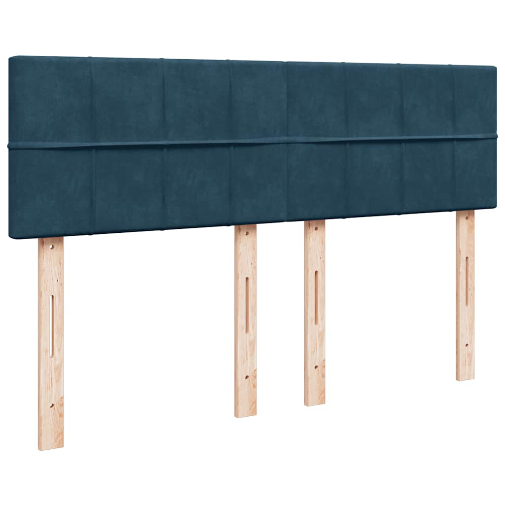 Boxspringbett mit Matratze Blau 140x190 cm Samt