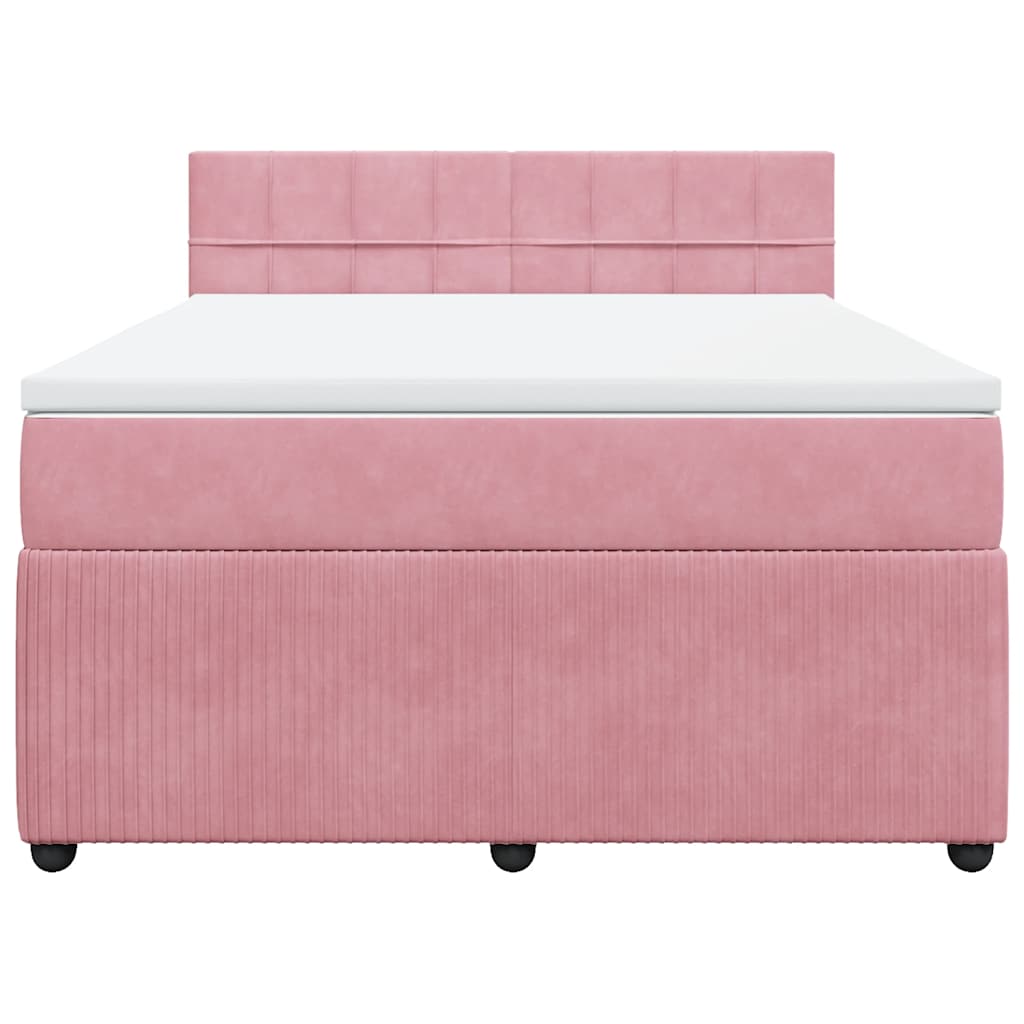 Boxspringbett mit Matratze Rosa 140x190 cm Samt
