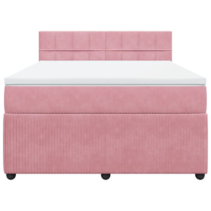 Boxspringbett mit Matratze Rosa 140x190 cm Samt