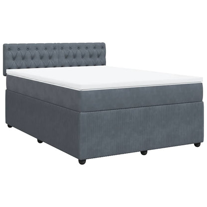 Boxspringbett mit Matratze Dunkelgrau 140x190 cm Samt