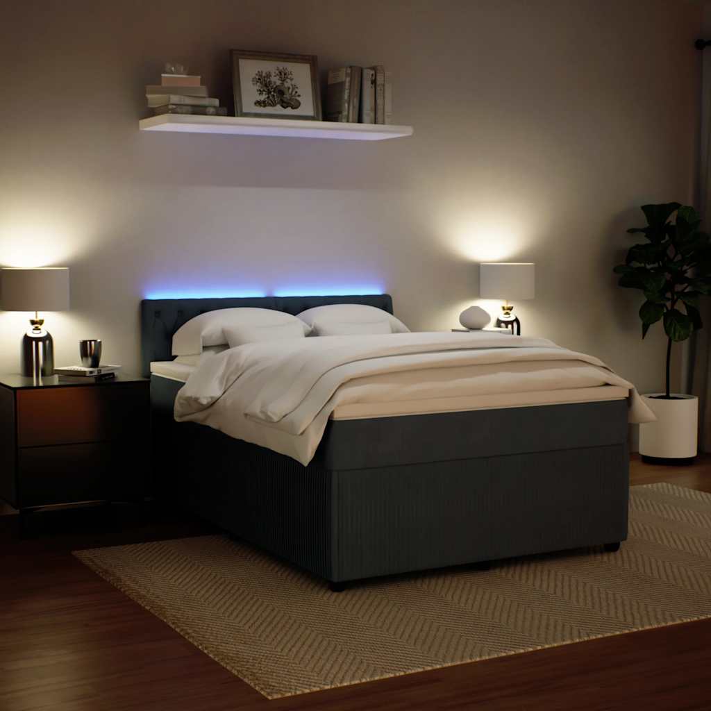 Boxspringbett mit Matratze Dunkelgrau 140x190 cm Samt