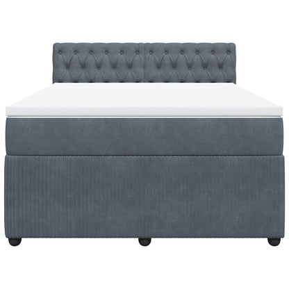 Boxspringbett mit Matratze Dunkelgrau 140x190 cm Samt