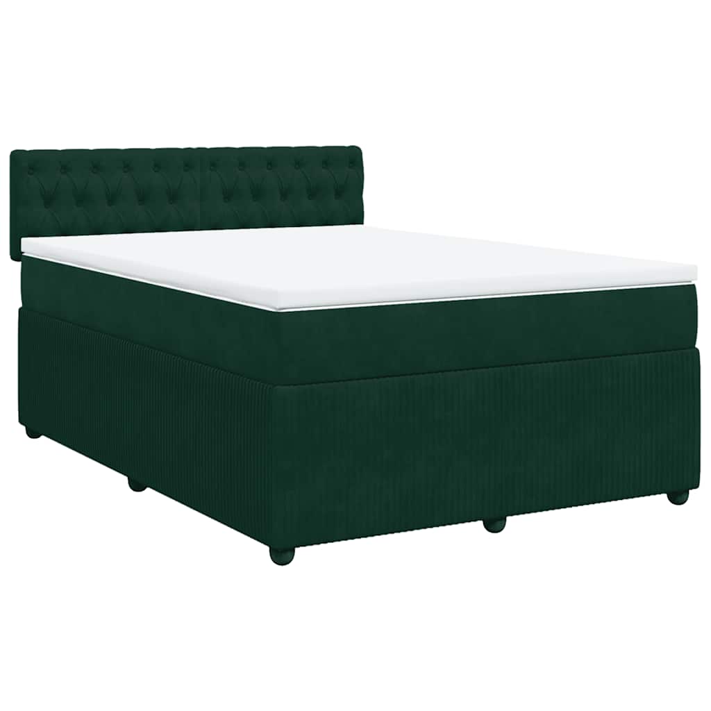 Boxspringbett mit Matratze Dunkelgrün 140x190 cm Samt